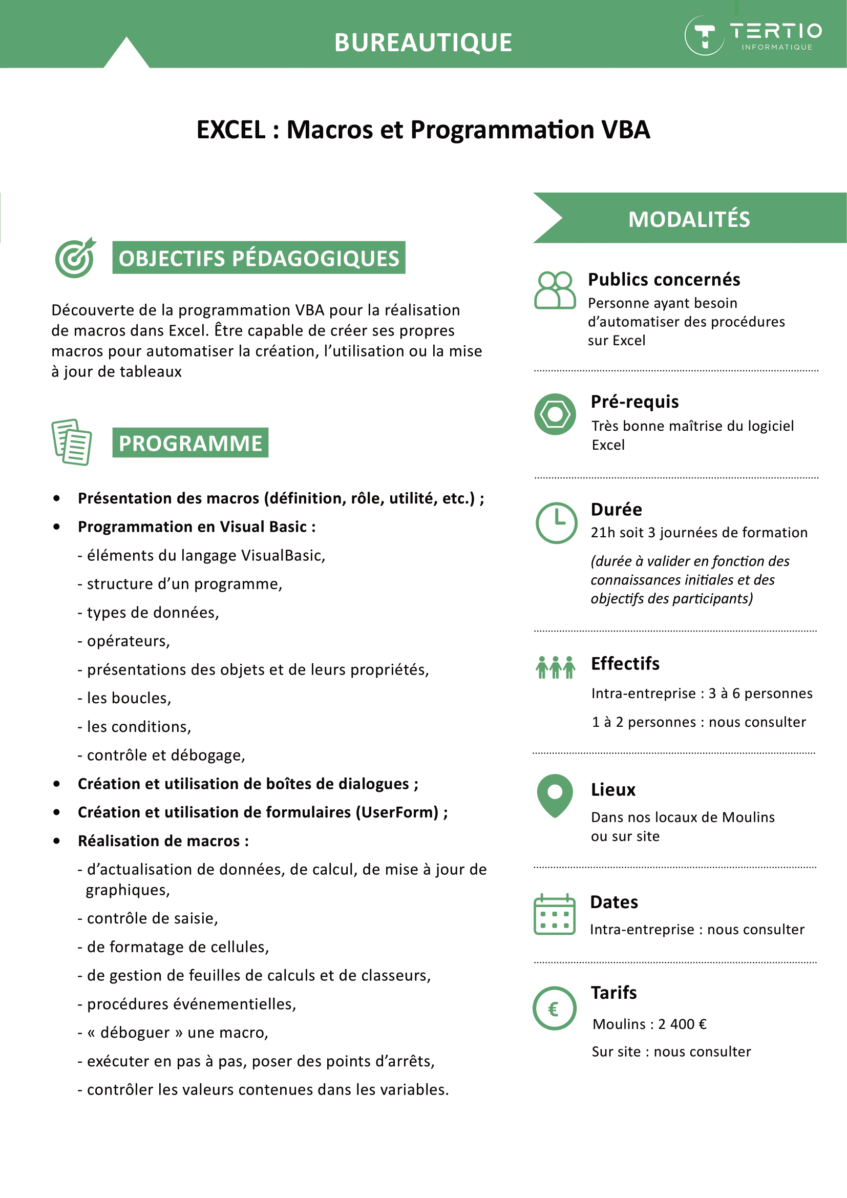 Excel : Macros et Programmation VBA